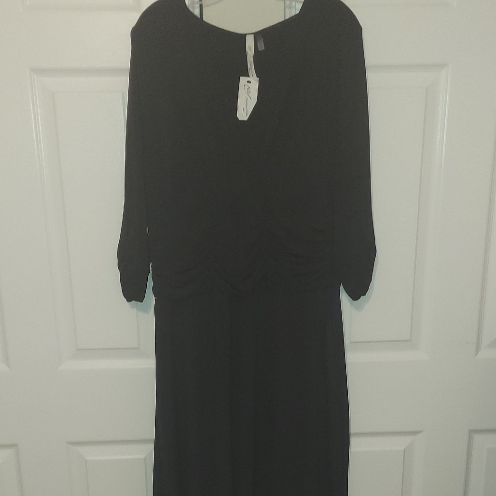 NY Collection Black Bishop Sleeve Dress